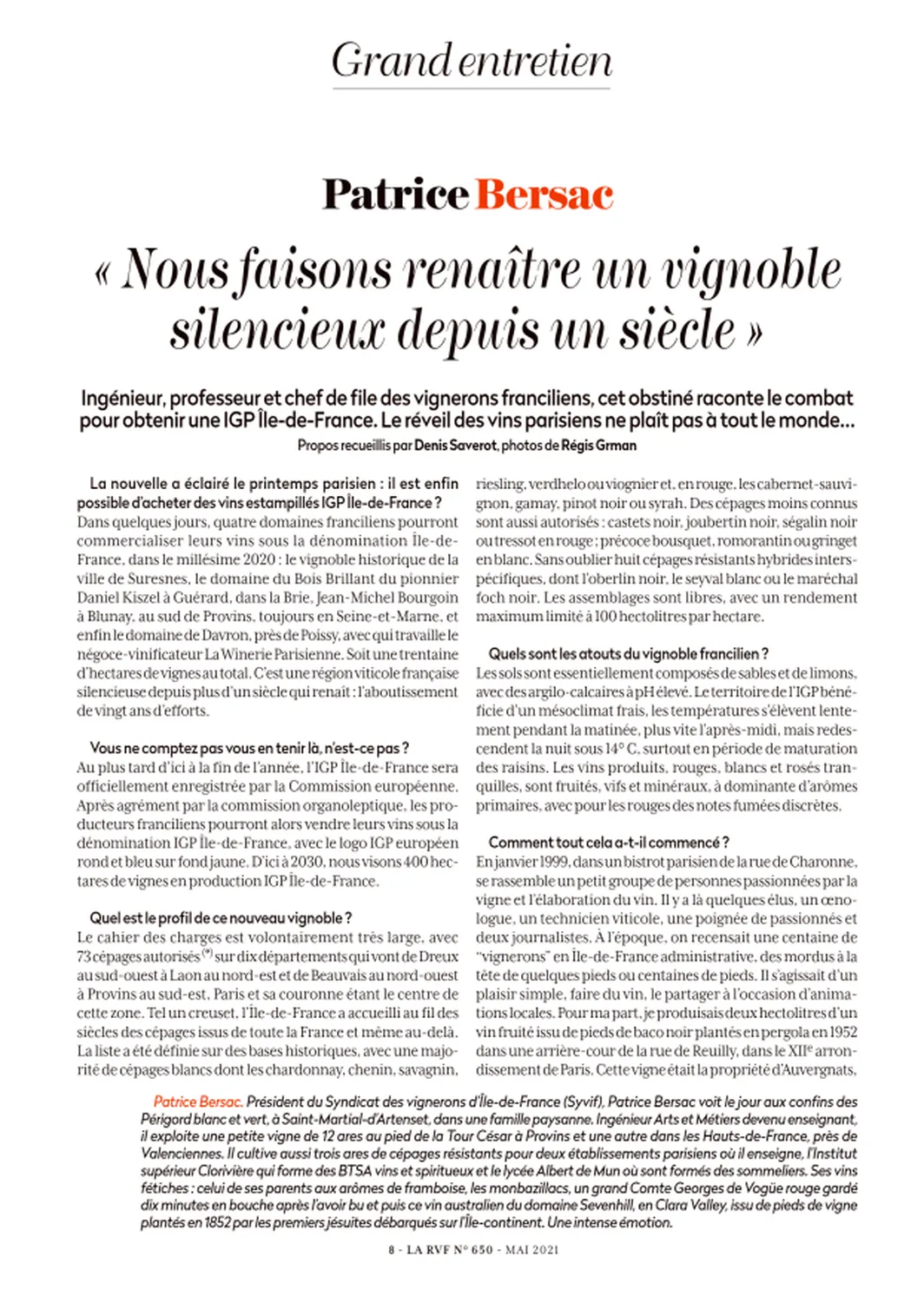 La RVF IGP Ile De France
